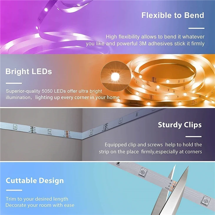 Smart RGB Led Strip Lights 65.6ft Color Changing Remote And App Control price