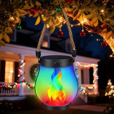 Jul Led Solar Flame Light för trädgårdsgårdsdekorationer