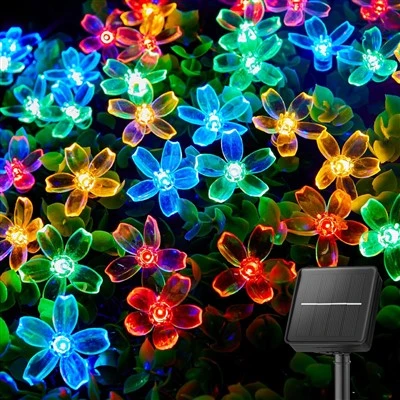 LED Flower Solar String Lights För trädgårdsgård staket