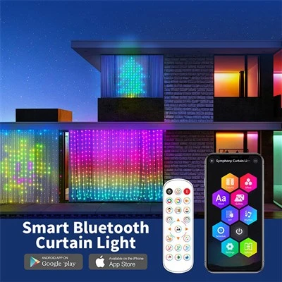 RGBIC LED-gardinljusapp och fjärrkontroll