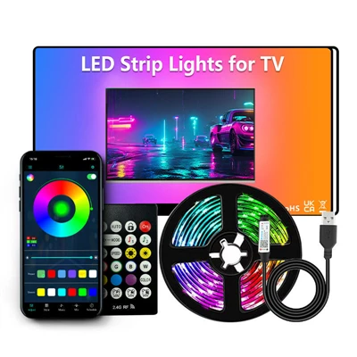 TV-bakgrundsbelysning bakom Strip LED-lampor